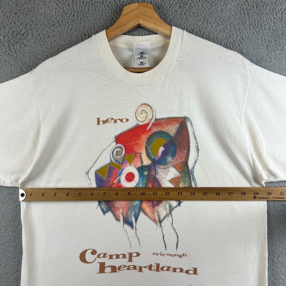 Vintage Eric Waugh Camp Heartland Art T-Shirt White Mens L USA signed - Picture 6 of 9